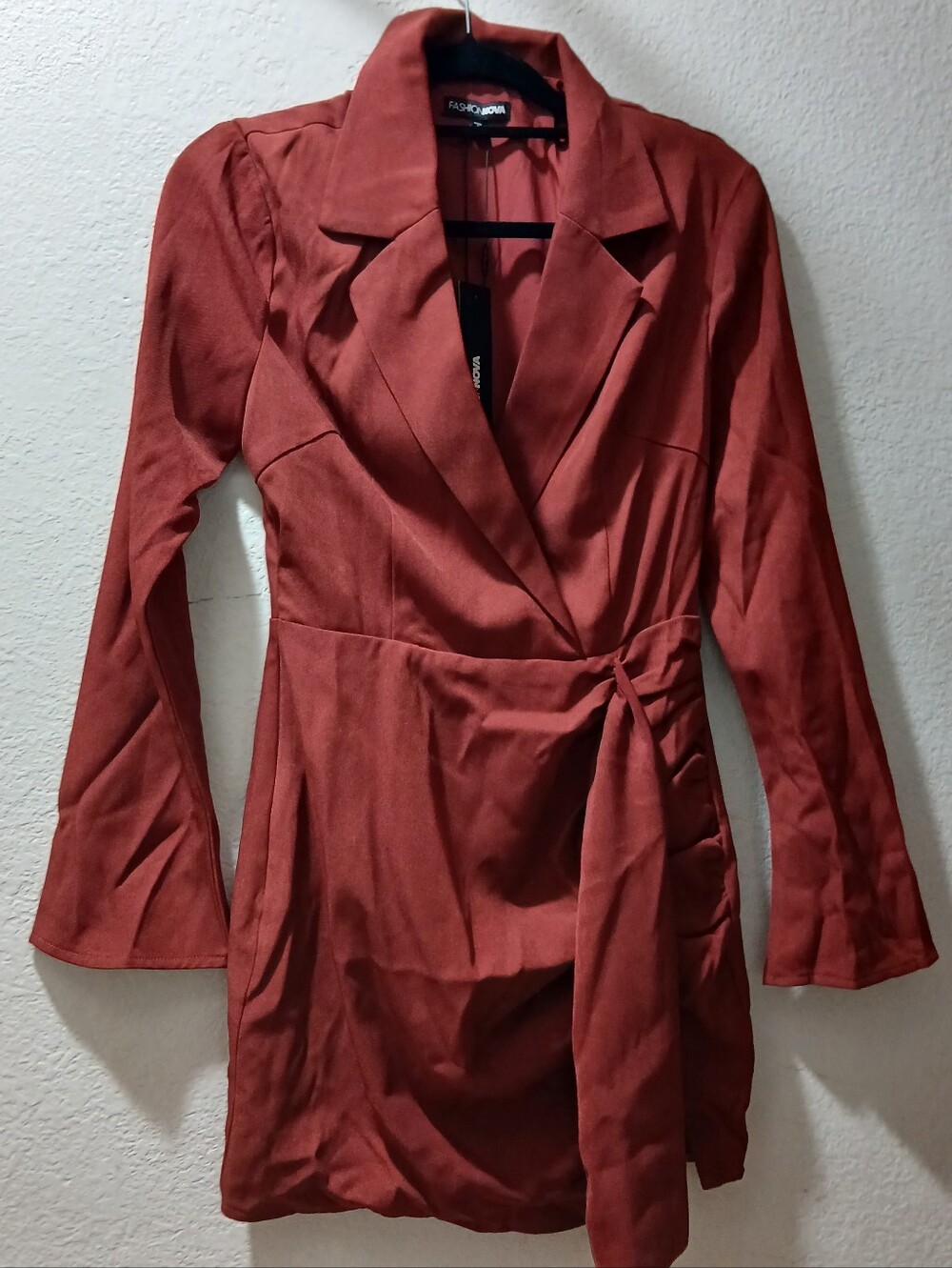 Fashion Nova Nwot S Rust-Red Wrap Blazer Dress